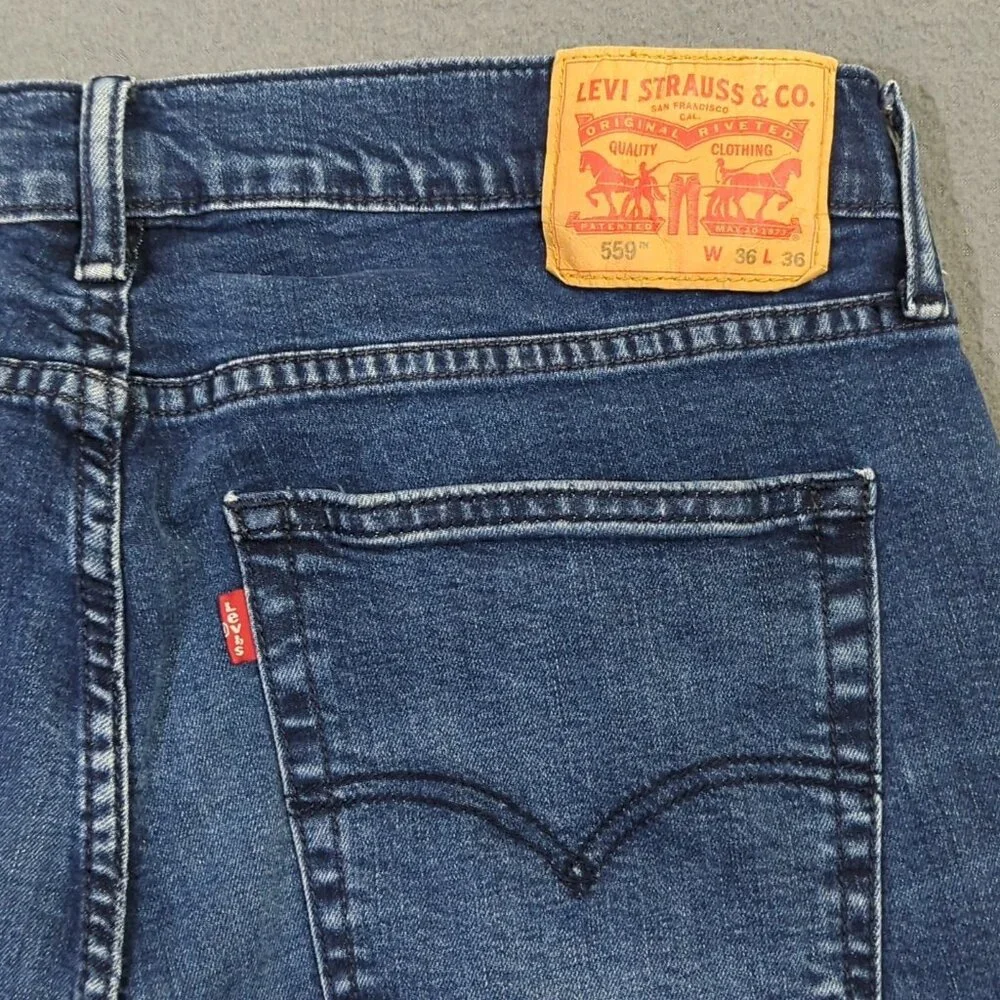 Levi's Jeans Men's 36x36 Fits 35x34 Blue 559 Relaxed Straight Fit Denim